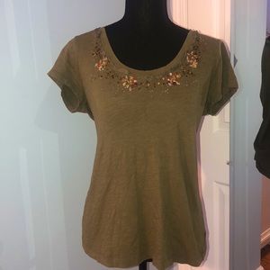 EDDIE BAUER Green Beaded Top